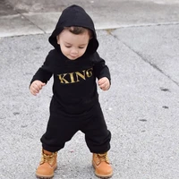 baby boys romper hooded cotton long sleeve letter king print jumpsuit one piece infant clothing autumn newborn baby clothes d30