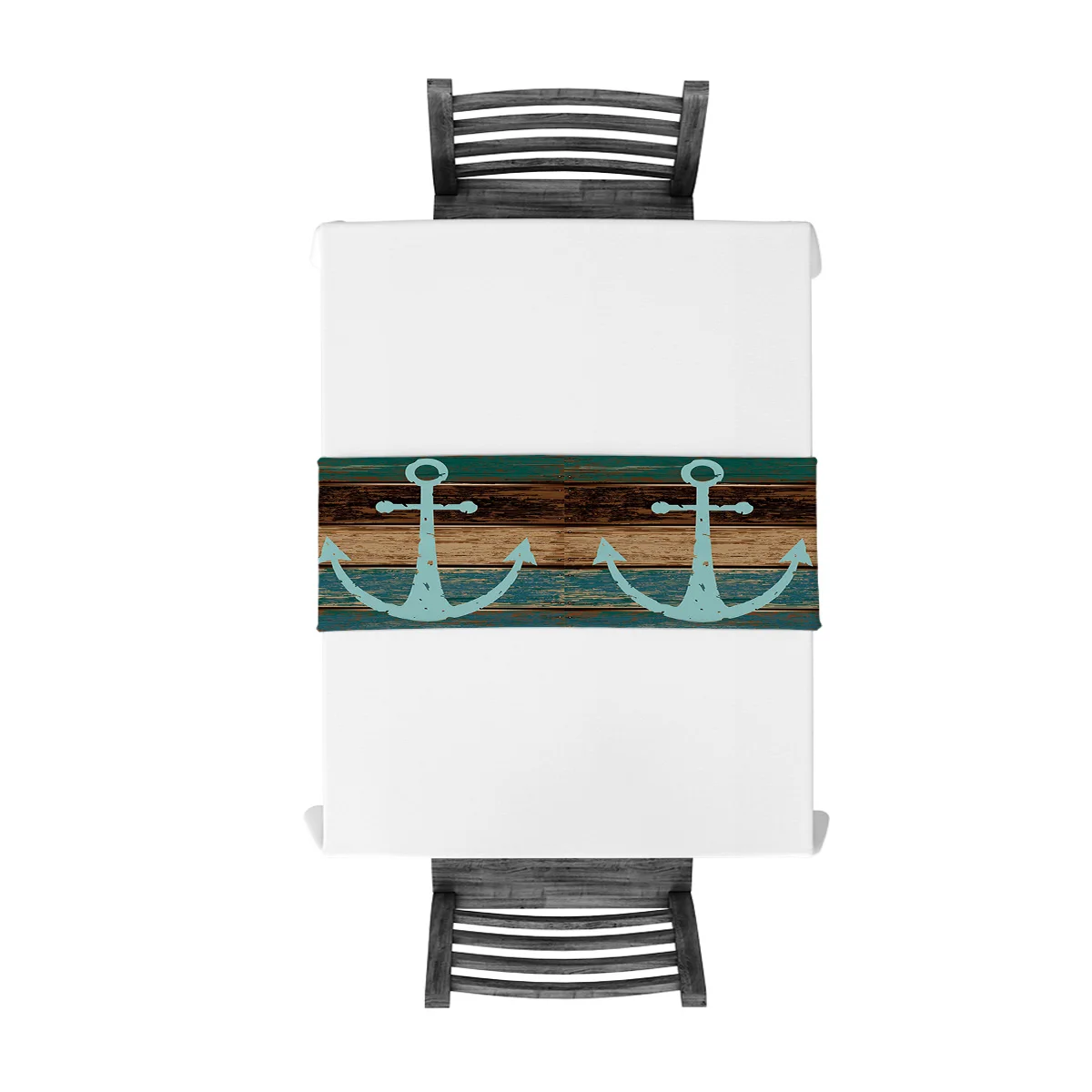 Винтажная скатерть с изображением якоря и деревянного зерна для свадебного