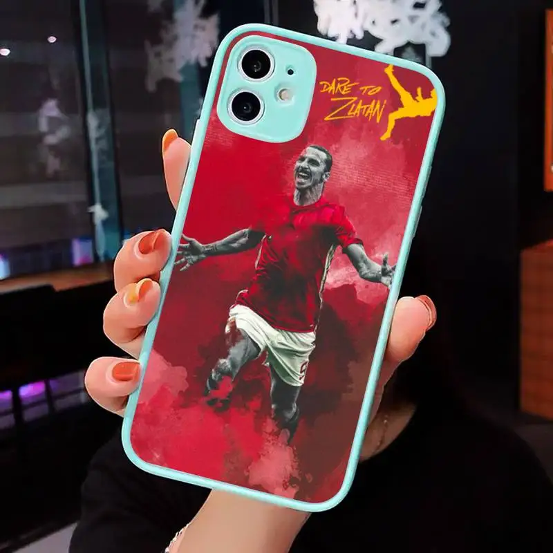 

zlatan ibrahimovic Phone Case For iPhone 12 11 Mini Pro XR XS Max 7 8 Plus X Matte transparent blue Back Cover