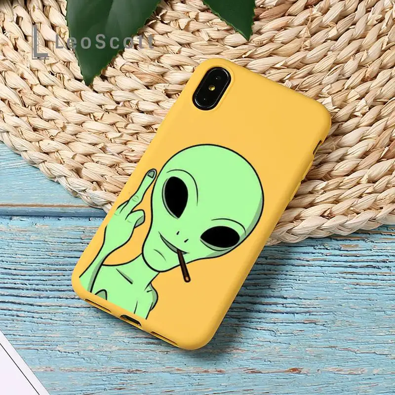 

Aesthetics Cute Cartoon alien Luxury Cool Phone Case Candy Color for iPhone 11 12 pro XS MAX 8 7 6 6S Plus X SE 2020 XR