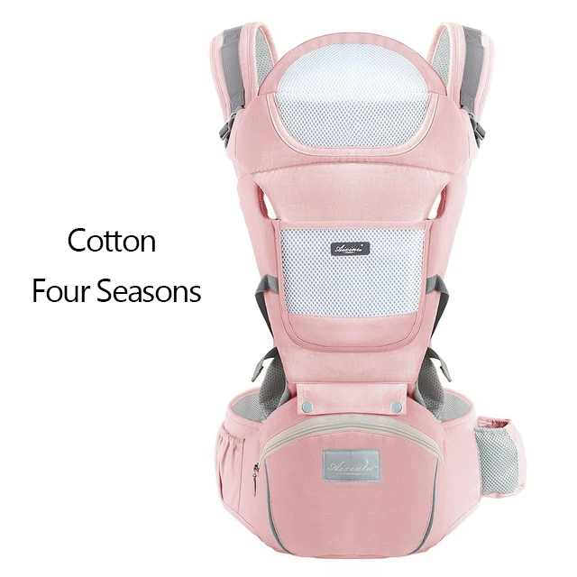 four seasons-pink Эргономичный рюкзак-кенгуру для переноски ребенка, сумка-кенгуру для переноски на талии для новорожденных, сумка-кенгуру для путешествий 0-36 м - Цвет: four seasons-pink