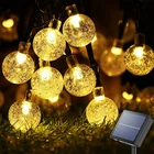 Уличная Водонепроницаемая светодиодная гирсветильник да на солнечной батарее, праздничное украшение для сада, Рождества, 5-12 м, 8 режимов