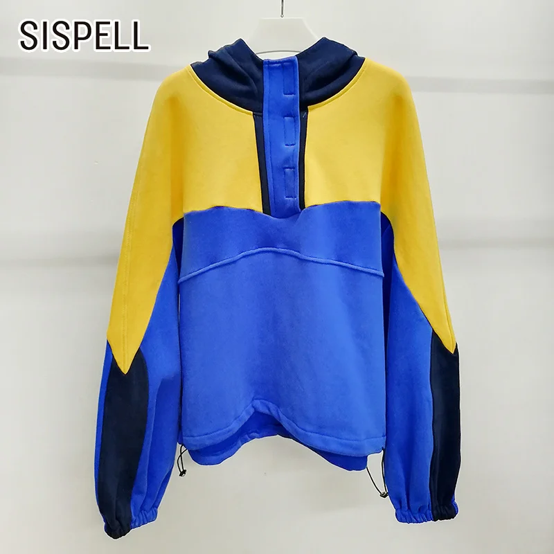 

Женский свитшот SISPELL в стиле пэчворк, с круглым вырезом и длинным рукавом