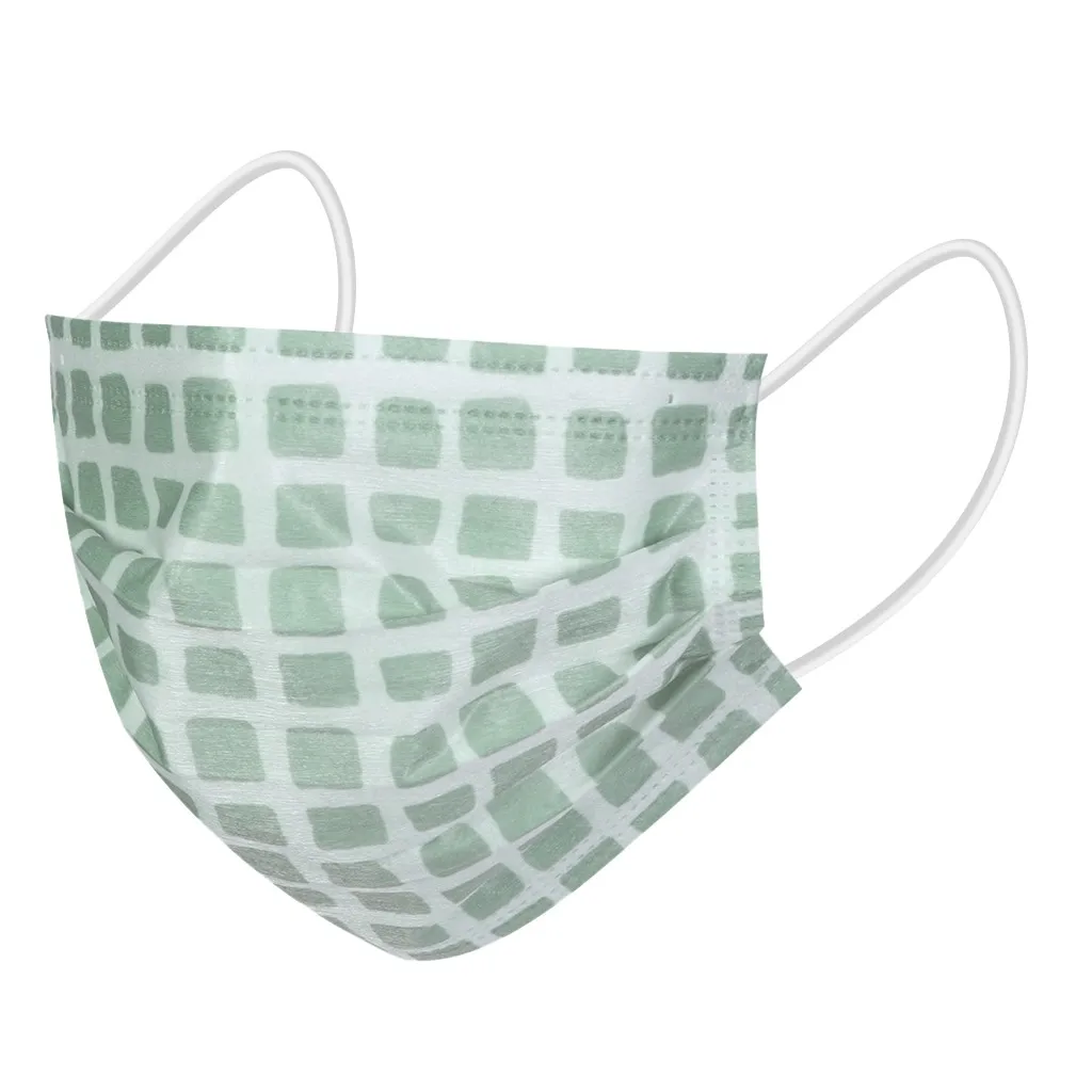 

Unisex Adult Disposable Plaid Printing Face Mask Anti Dust Protective Personal Mouth Cover 3-Layer Ear Loop Mascarilla 60Pcs