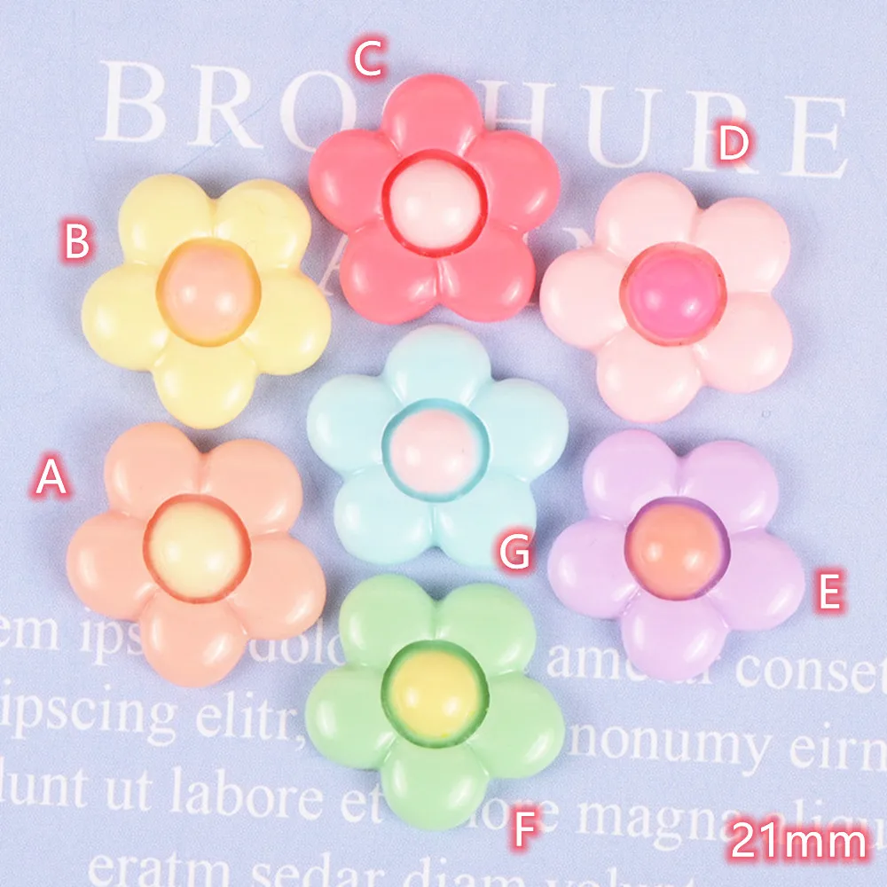 

Kawaii Flowers Flatback Resin Cabochons 20pcs Resin Lucky Flower Charms for DIY Scrapbook Embellishment Deco Parts
