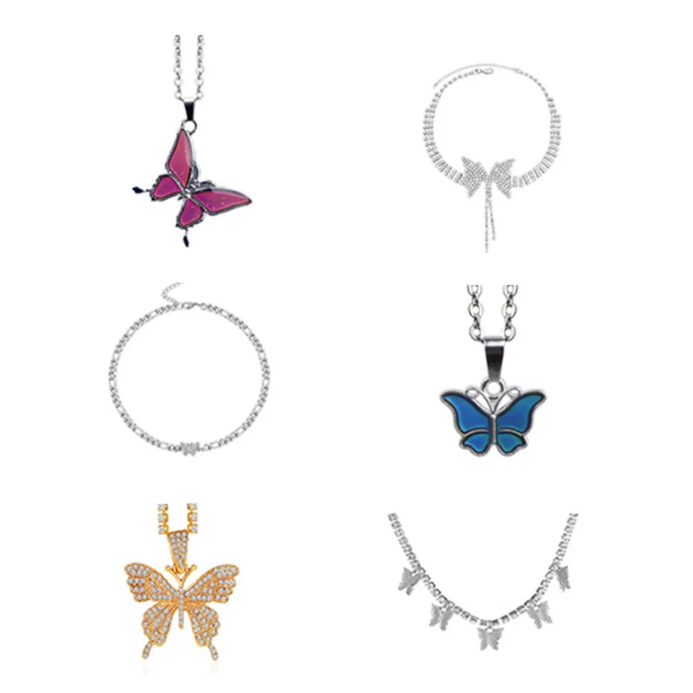 

Shining CZ Cute Butterfly Pendant Charm Clavicle Choker Butterfly Necklace for Jewelry Women Girl Gift Wholesale Dropshipping