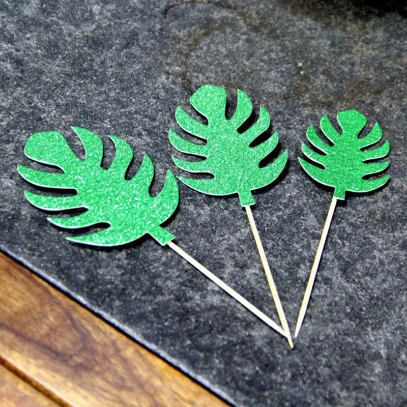 3 шт. ананасовые листья торты Пальмовые Листья кексы вечерние украшения для торта