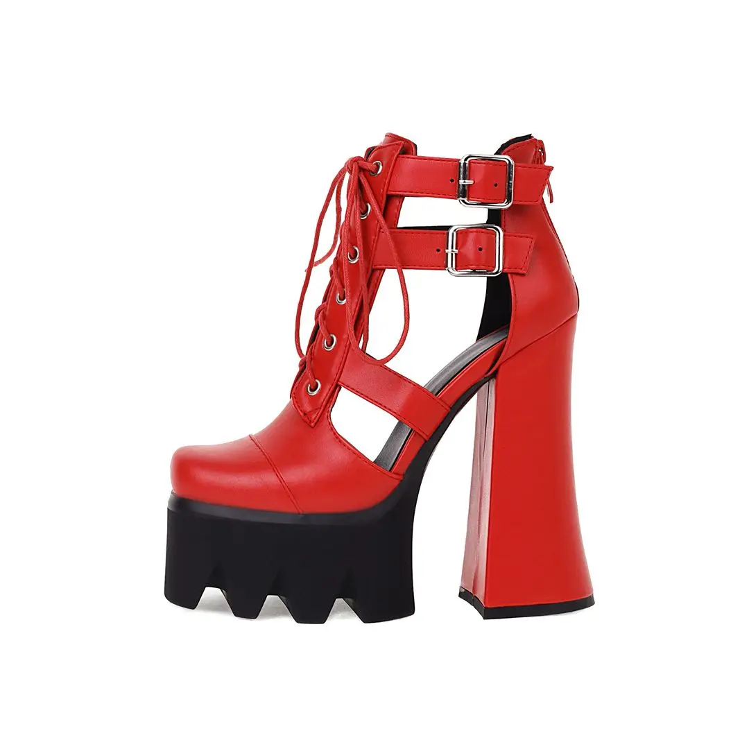 

MKKHOU Fashion Single Shoes Women New Simple Cross-lace Platform Shoes Super High Heels Daily Street Party Shoes Large Size
