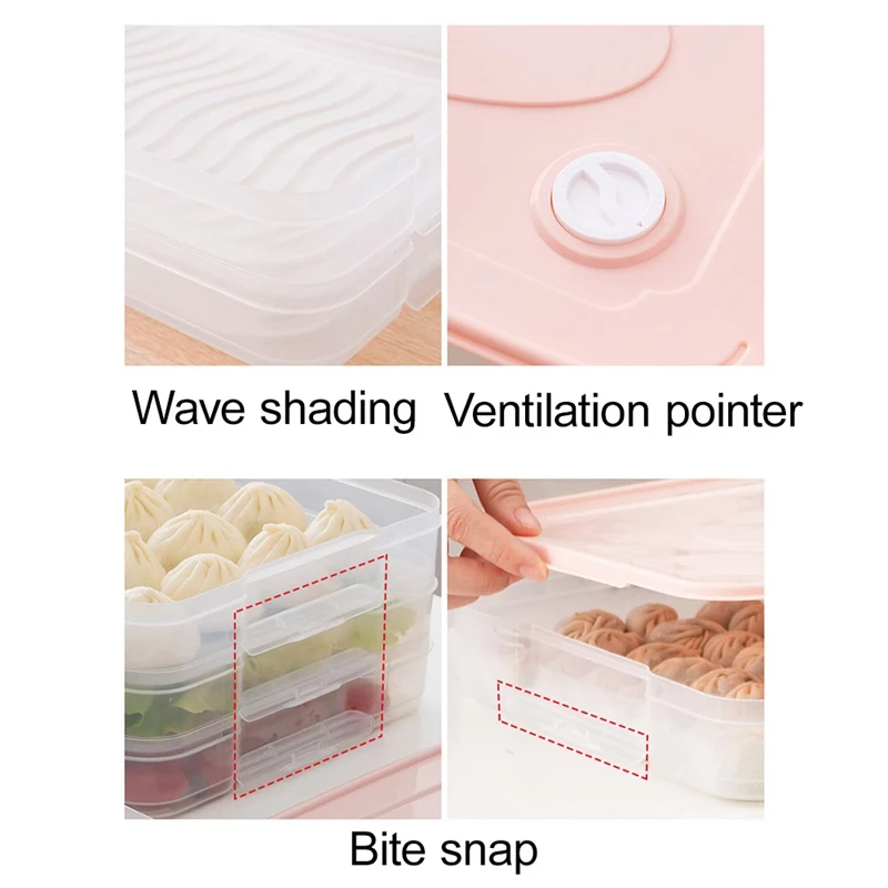 

4 Pcs Refrigerator Storage Container Plastic Box Food Dumplings Airtight Home Organizer Grains Beans Box Kitchen Organizer
