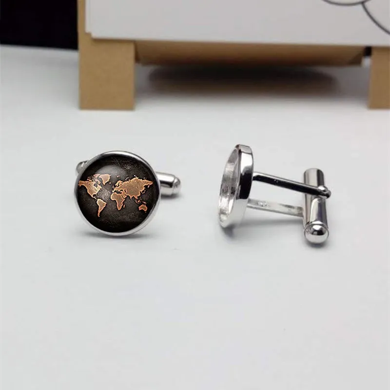 New 2020 Black Globe World Map Cufflinks Plated Vintage Cuff Men And Women Accessories Antique Bronze | Украшения и аксессуары