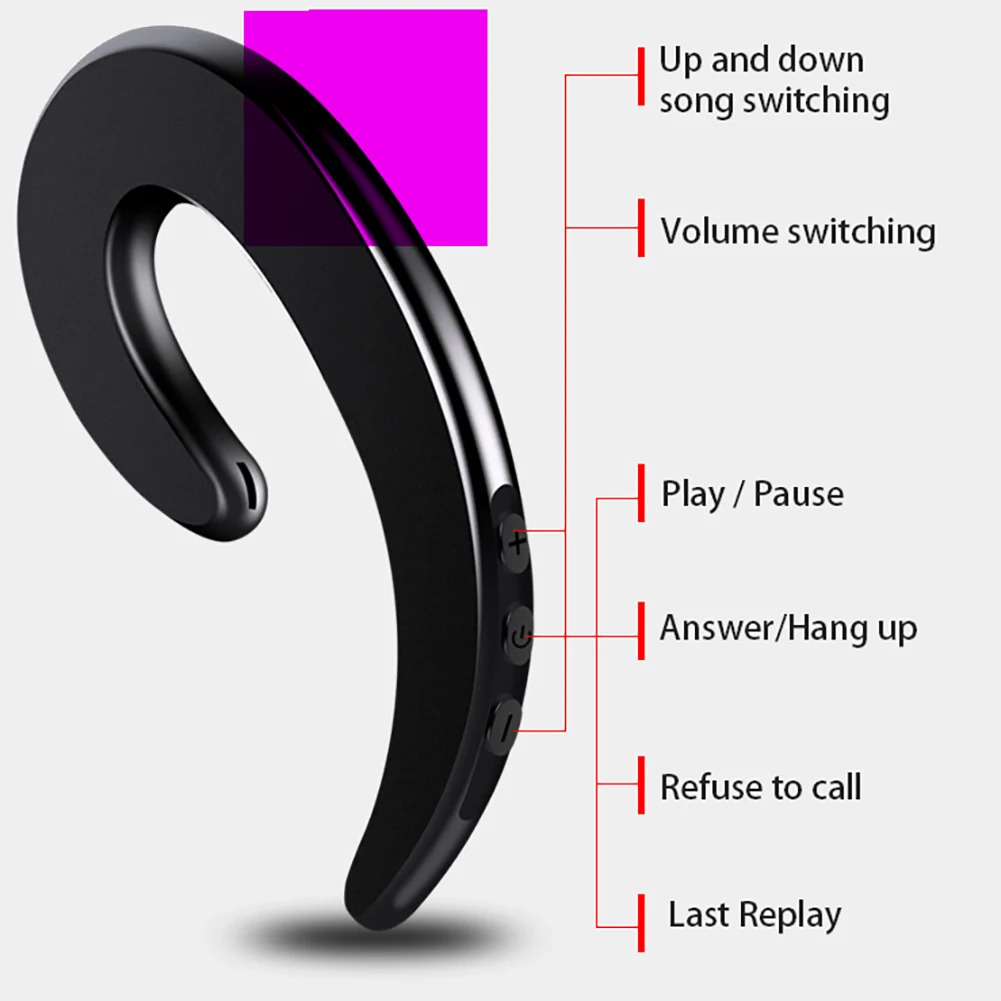 Беспроводные Bluetooth наушники с ушным крючком безболезненная Гарнитура костной