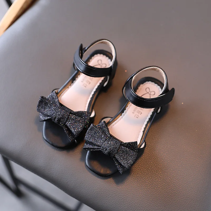 

2021New Fashion Kids Sandals little Girl Princess Shoes For Summer bowknot Performance Sandal Children Gold Silver Black 1-10T