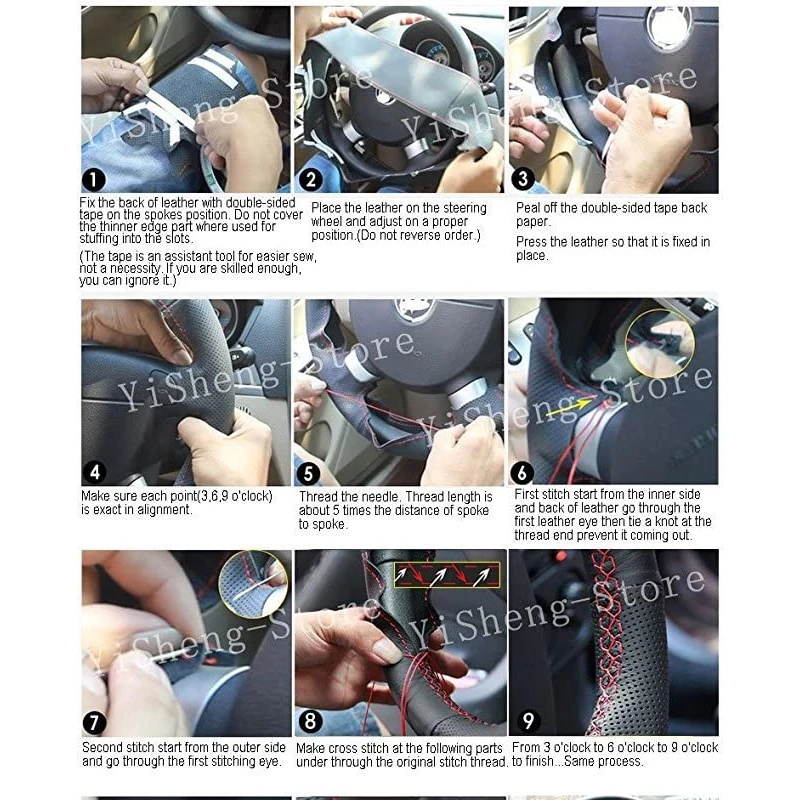 

2021 New Leather Steering Wheel Cover for Volkswagen Hybrid 2015-2017 Passat e-Golf Sportwagen 2018 Tiguan 2019 Atlas