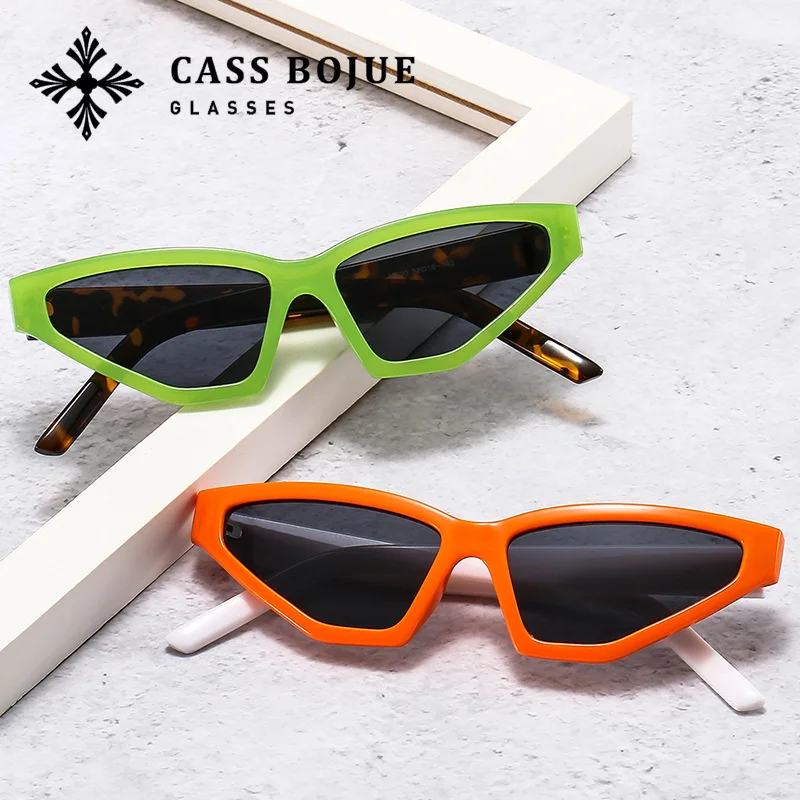 

New kitten eye personality show fashion sunglasses color inlaid contrast glasses ins Style Men's and women's Sunglasses