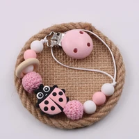 newborn crochet beads pacifier clip baby dummy insect chain for sucking handmade soother clamps wooden infant shower accessories