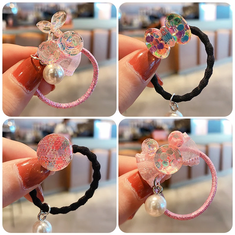 Детские милые разноцветные акриловые эластичные резинки для волос с принтом