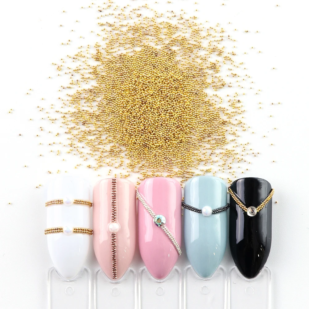 Маленькие Мини бусины из нержавеющей стали для украшения ногтей серая икры цвета