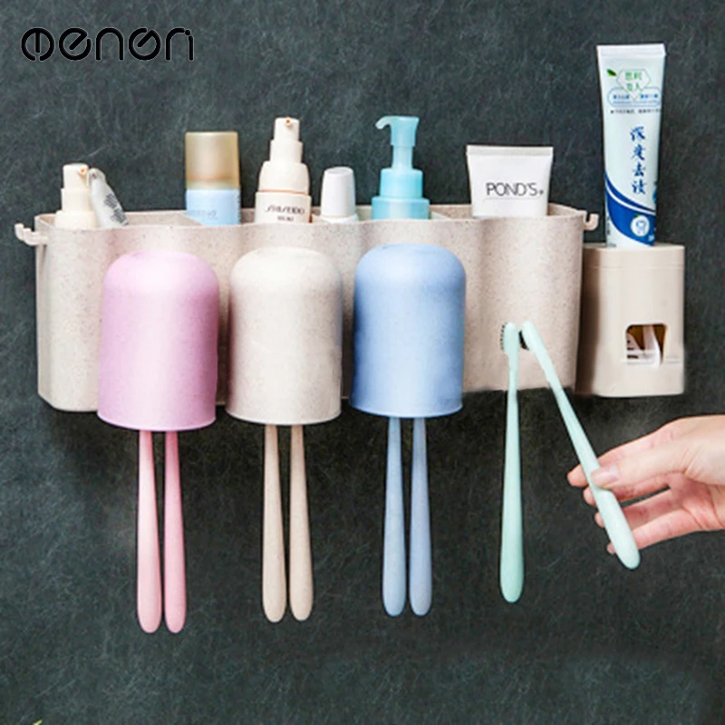 MENEN Toothbrush Mouthwash Cup Holder Automatic Toothpaste Dispenser Set for Bathroom Accessories  LF71030