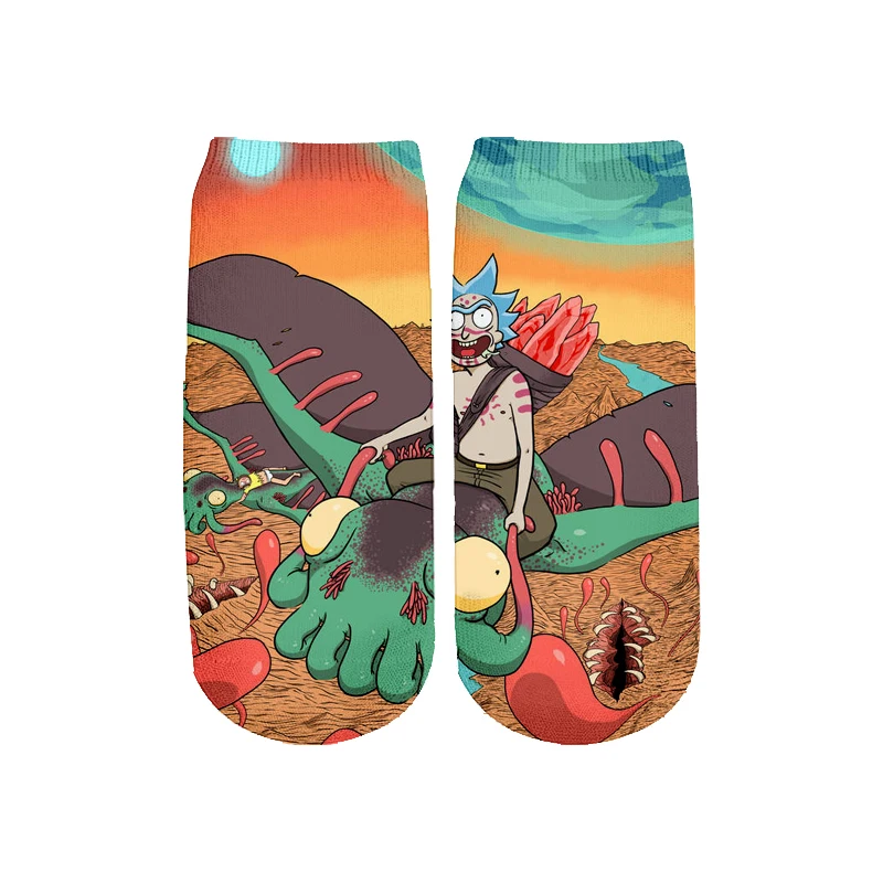 Новейшие Rick and Morty 3D печатных мультфильм милые короткие носки для мужчин женщин harajuku корейские носки RS-005 - Цвет: 3