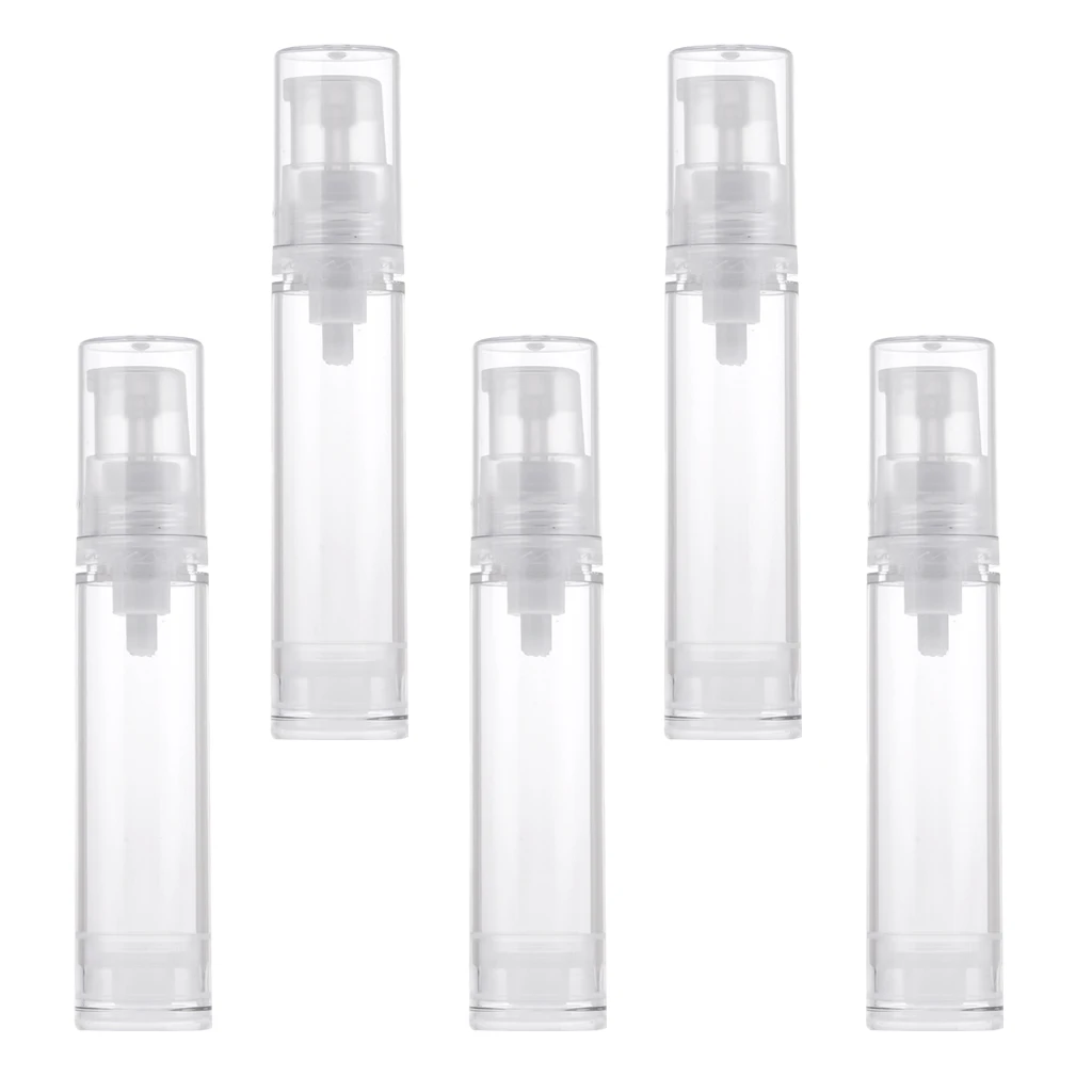 

5x 10ml Airless Pump Empty Bottles Portable Cosmetic Lotion Skincare Bottle