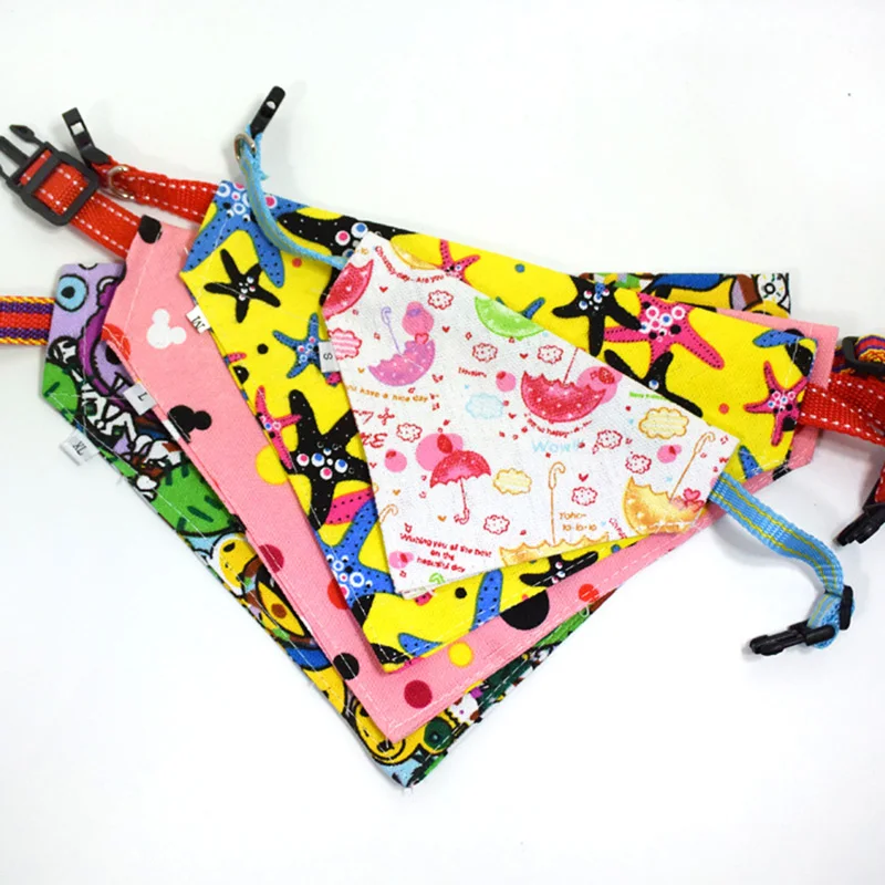 

Printed Canvas Pet Neckerchief Dog Bibs Saliva Towel Pet Dog and Cat Bandanas Scarf Adjustable Nylon Strap Collar Perros Product