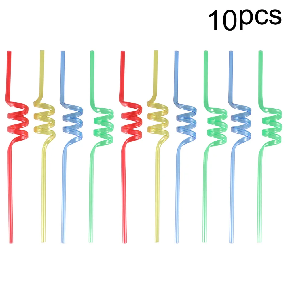 10 шт. 5 мм ПЭТ одноразовые соломинки хрустальные Красочные крутящиеся для детской
