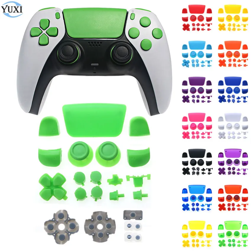 

YuXi Full Set Buttons L1 R1 L2 R2 Trigger D-pad For Playstation 5 PS5 Controller Thumb Sticks Joystick Cap Conductive Rubber