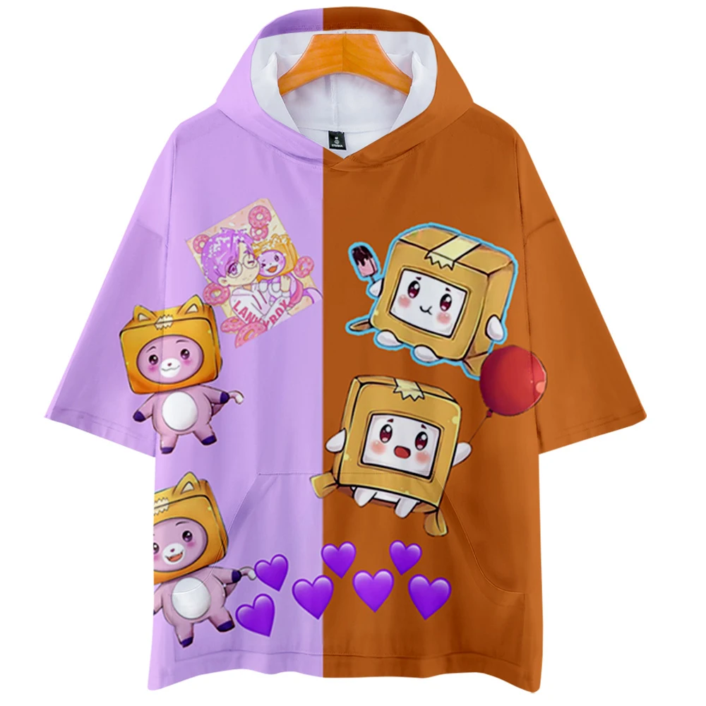 

Lankybox 3D Prints Hooded T-shirts Women/Men Fashion Summer Short Sleeve Tshirt Hot Sale Streetwear Clothes