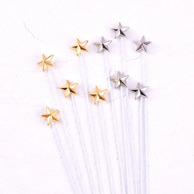 5pcs Gold Silver Cake Toppers 3D Star Happy Birthday Party Cake Decor Supplies Baby Shower Decoration Wedding Party Cake Insert