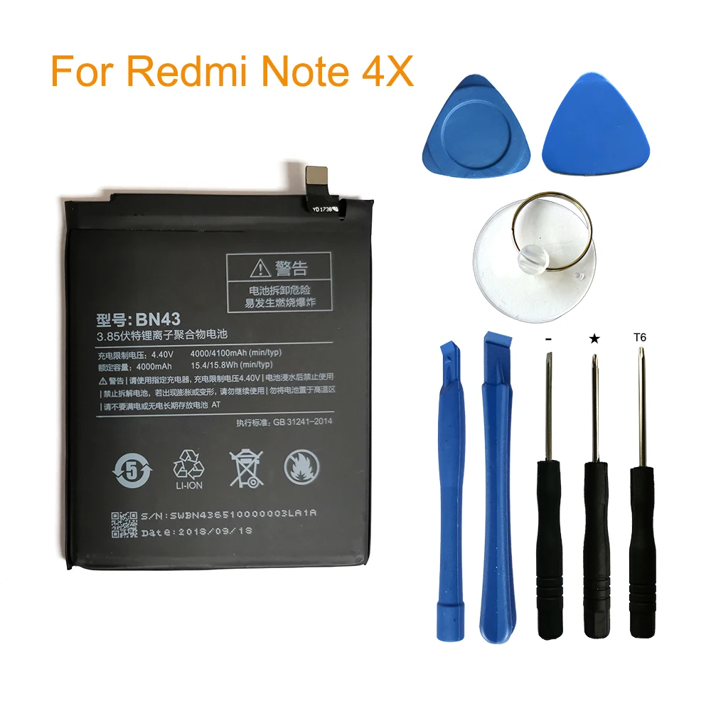 10 шт./Лот оптовая продажа аккумулятор для телефона Xiaomi Redmi Note 4X / 4 global Snapdragon 625 4000