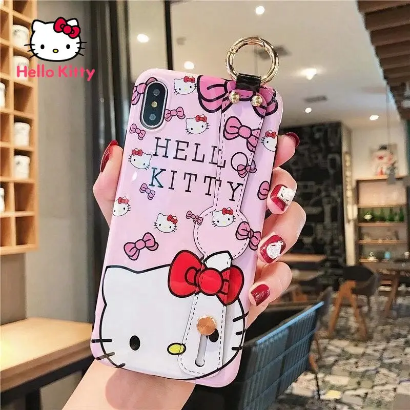 

Hello Kitty for IPhone 6 6s /6P 6sp/7/8P/X/XR/XS/XSMAX/11/12Pro/12mini Wristband holder pink mobile phone soft case
