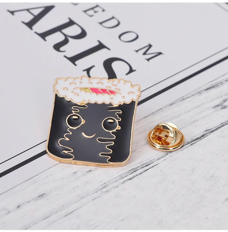 7 Style Collection Enamel Pins Brooches for Women Backpack Clothes Lapel Pin Sushi Salmon Brooch Badges Creative Cartoon Jewelry