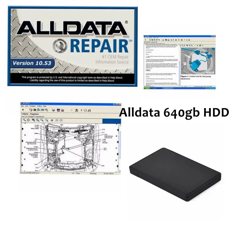 

Alldata Auto Repair Data 640gb HDD Auto Diagnostic Alldata 10.53 Software Support Windows 7/8/10 USB3.0 Teamviewer Installation