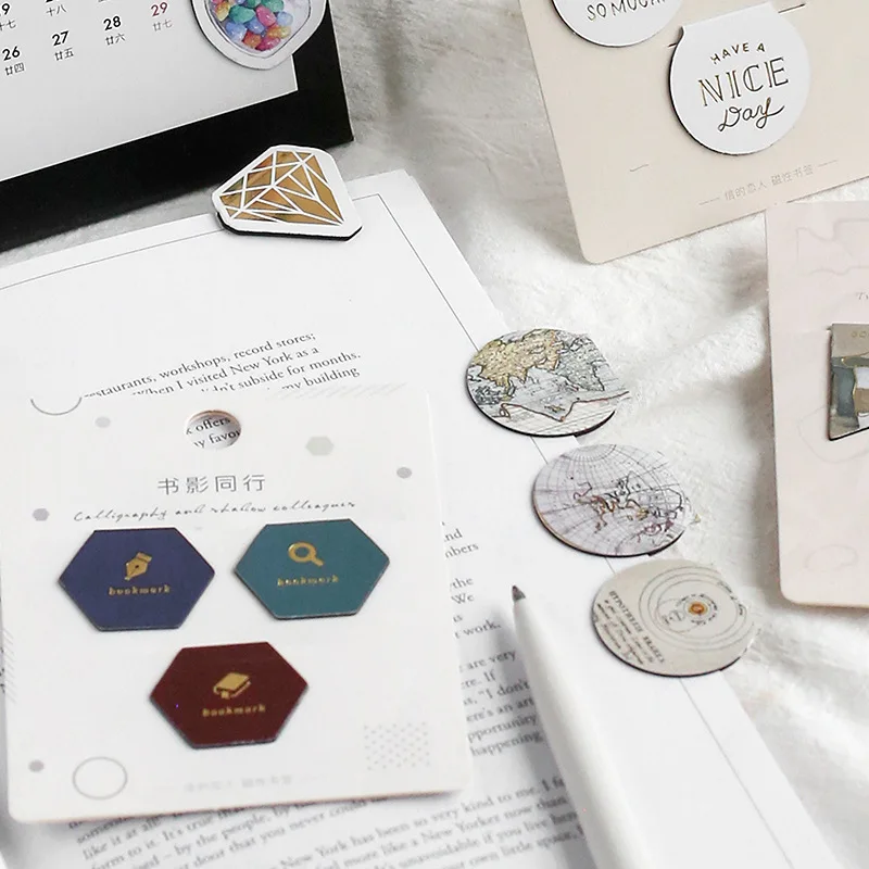 3 шт./компл. Vintange Закладка-магнит книга кавайи mark золотой фольги для пометки