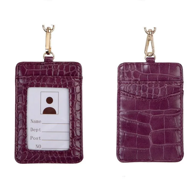 

2021 Ins Hot Ostrihc/Snake/Crocodile Leather Lanyard Card Holder For Men Women Office Worker ID Card Holder Neck Card Purse
