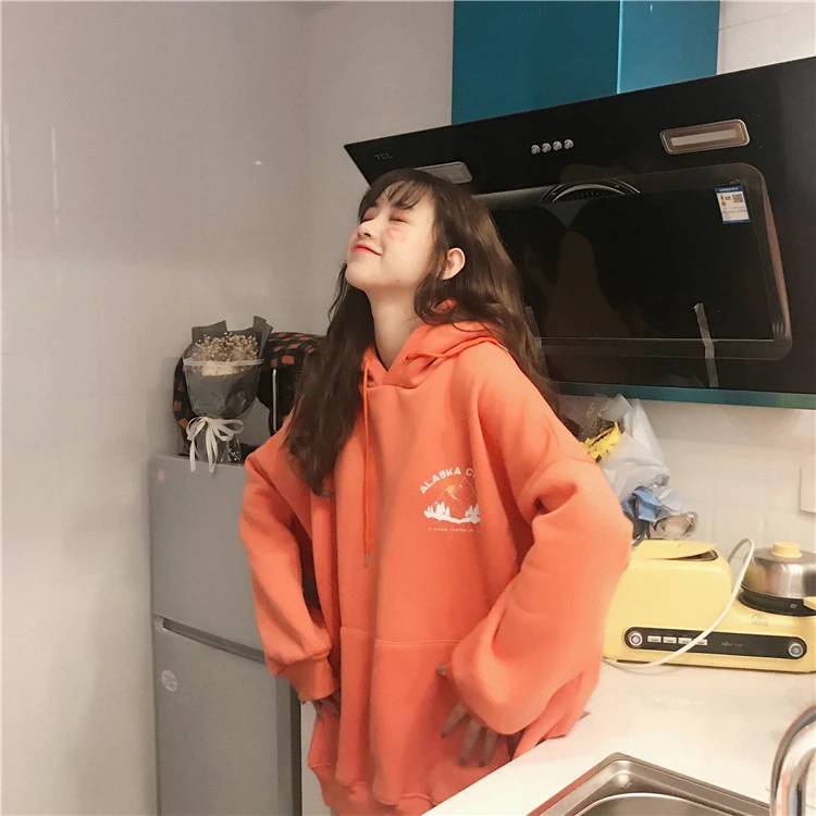 

XZ1974 women Autumn 2021 new loose plus fleece hooded Sweatshirts