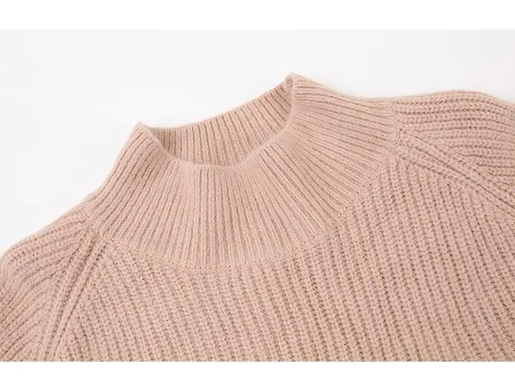 Вязаные Широкие штаны свитер набор женский зимний с высоким воротом высокой