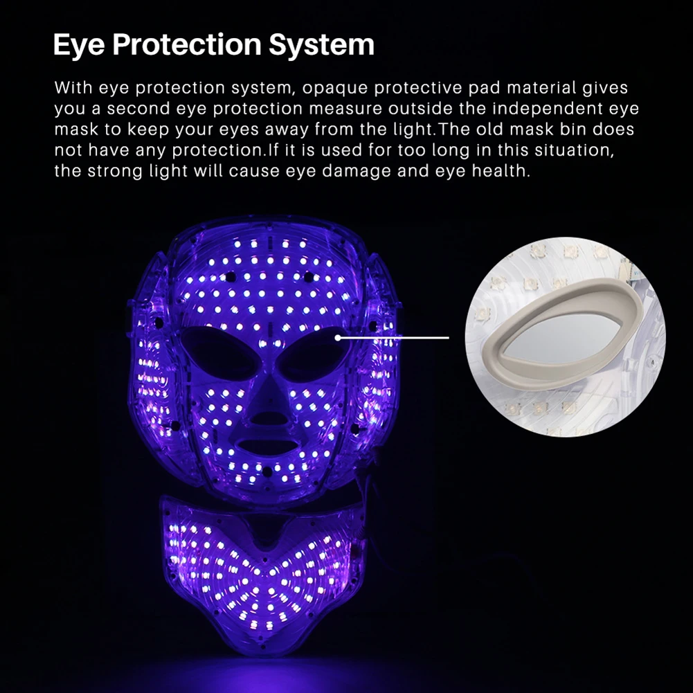 

7 Colors LED Light Beauty Therapy Photon Facial Neck Mask Skin Care Rejuvenation Wrinkles Acne Removal Beauty Spa Instrument
