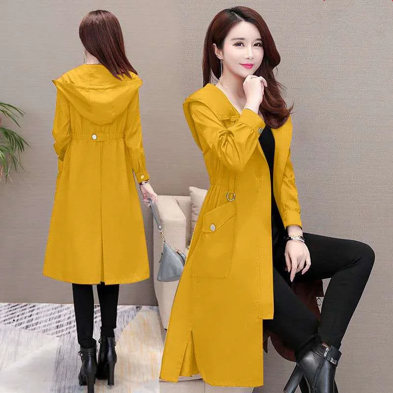 Тренчкот длинный Классический женский Повседневная тонкая ветровка длинное