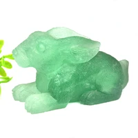 3 4 green fluorite rabbit statue natural crystal healing gemstone home decoration diy trinket craft reiki statue gift