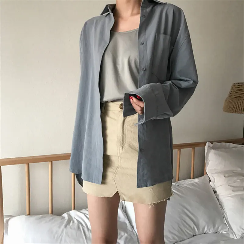 Повседневные винтажные минималистичные короткие рубашки HziriP в ленивом стиле BF