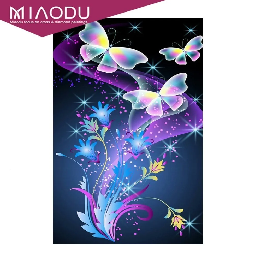 Miaodu Diy алмазная живопись цветы и бабочки полная квадратная Мозаика из смолы ручной работы 3D Алмазная вышивка наборы для вышивки крестиком