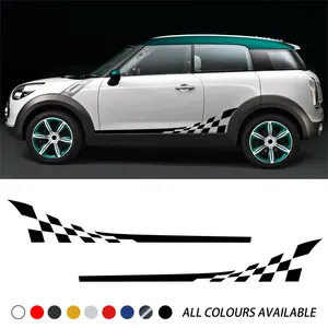 2 шт. Шахматная шахматная доска флаг дверь боковые полосы наклейки для Mini Cooper R56 R50 R52 R53 F56 R60 сборный аксессуар