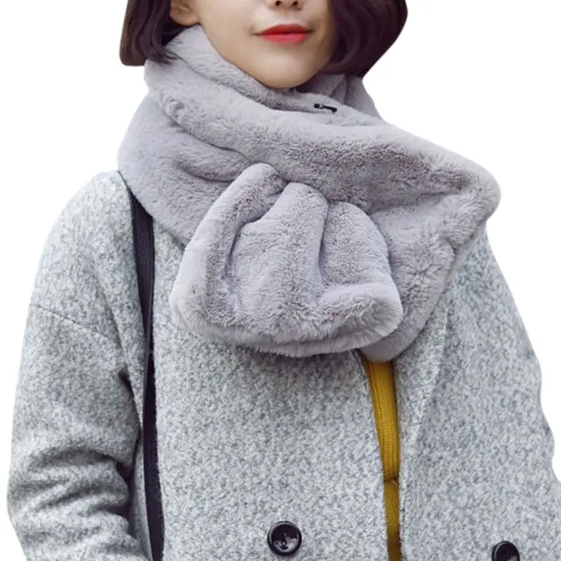 Женский зимний плотный плюшевый шарф из искусственного кроличьего меха