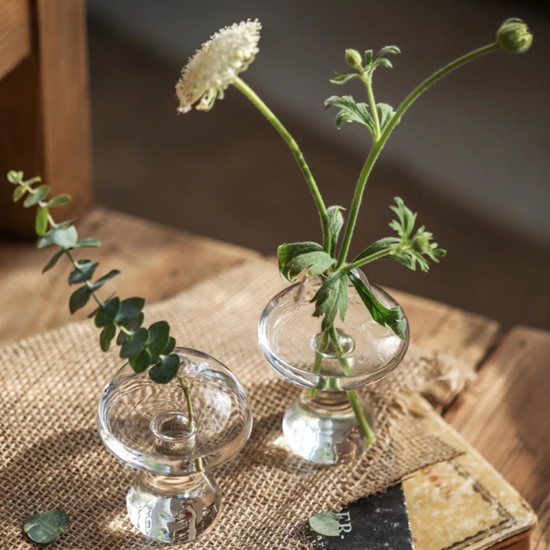

Mushroom Shaped Glass Vase Lovely Hydroponics Plant Vase Creative Glass Crafts Decor for Home Office Living Room