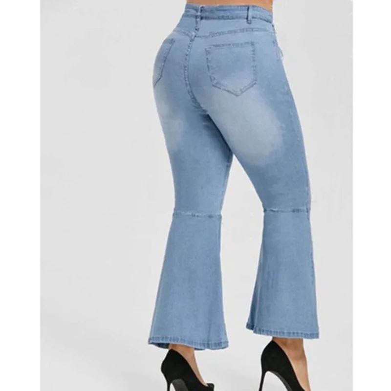 

Pantalones De Mujer Spring And Autumn Cotton New Commuter Flared Pants Fashion High Waist Tie Jeans Casual Long Jeans Pants