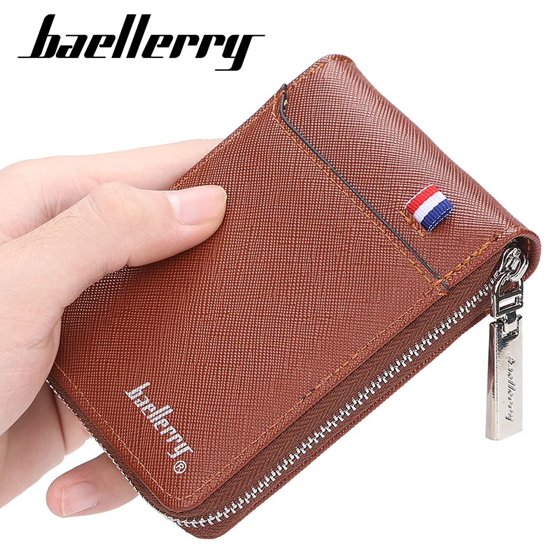 

2019 Baellerry Men Wallets 9 Card Holders Zipper Short Desigh Men Purse PU Leather Solid High Quality Male Purse