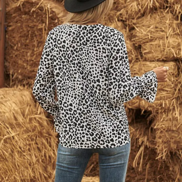 Женские рубашки с лацканами в леопардовой раскраске модные новые свободные