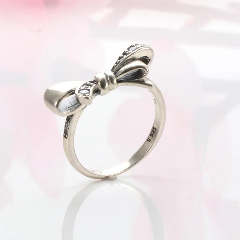 

Hot 100% 925 Sterling Silver Shimmering Gorgeous bow ring For Women Fashion Original Jewelry Gift