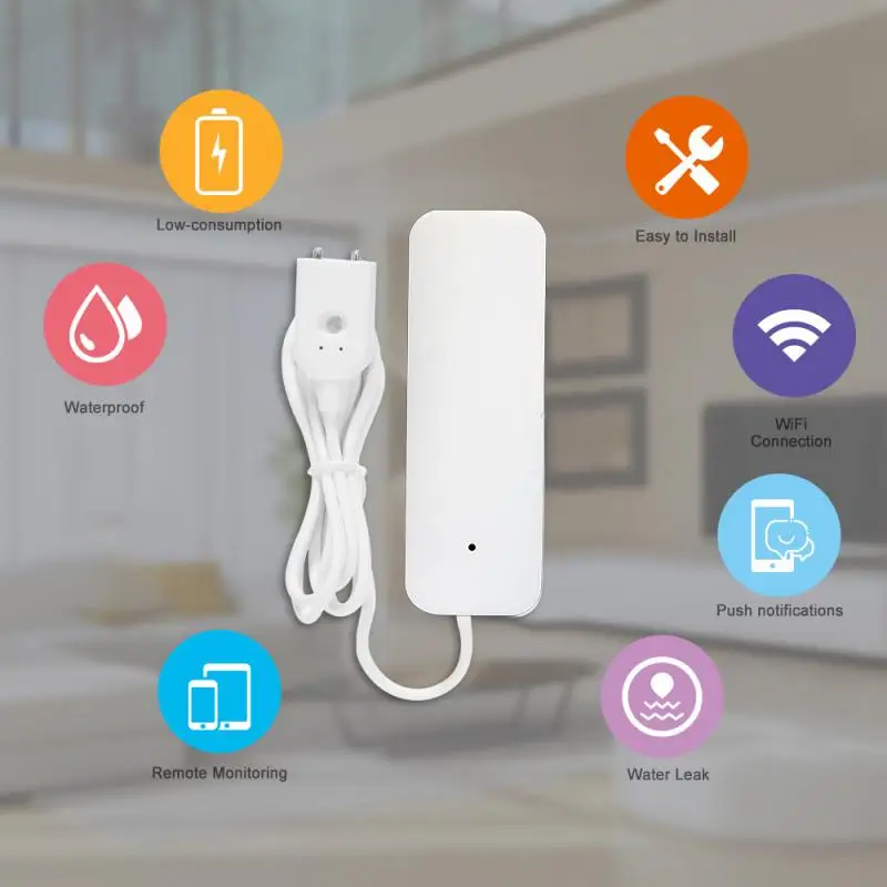 

Смарт-датчик утечки воды Tuya с Wi-Fi и управлением через приложение